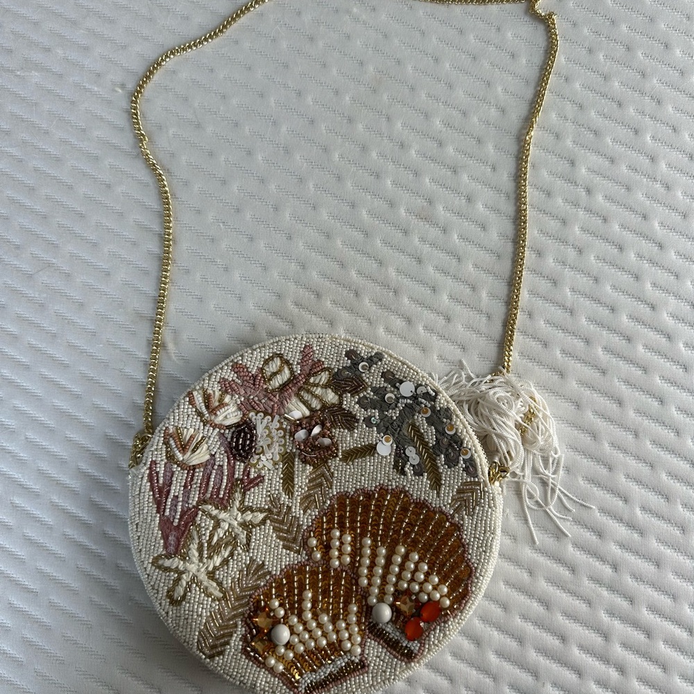 Anthropologie Seashell Beaded Bag